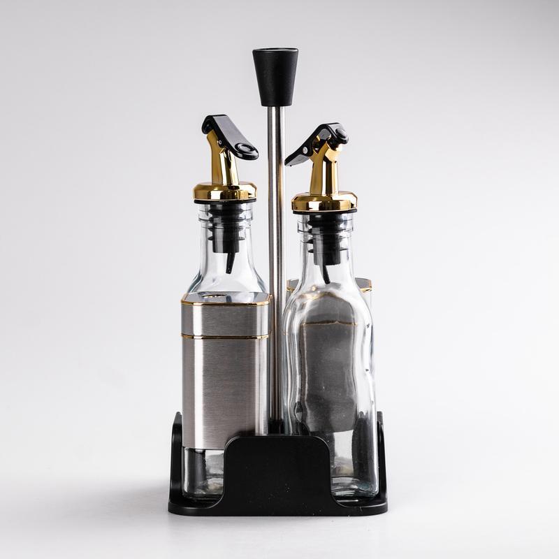 Ensemble de 5 Pièces en Verre pour Huile, Vinaigre, Poivre et Sel
