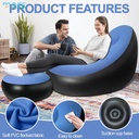 Canapé Gonflable Avec Repose-Pied – Pliable et Portable En Bleu  Avec Pompe
