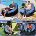 Canapé Gonflable Avec Repose-Pied – Pliable et Portable En Bleu  Avec Pompe