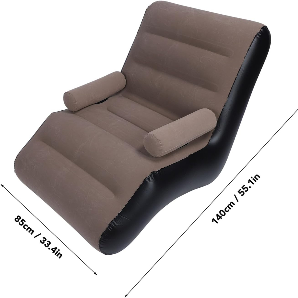Canapé Gonflable Ergonomique en Forme de S – Portable avec Pompe  – 140×85×80 cm