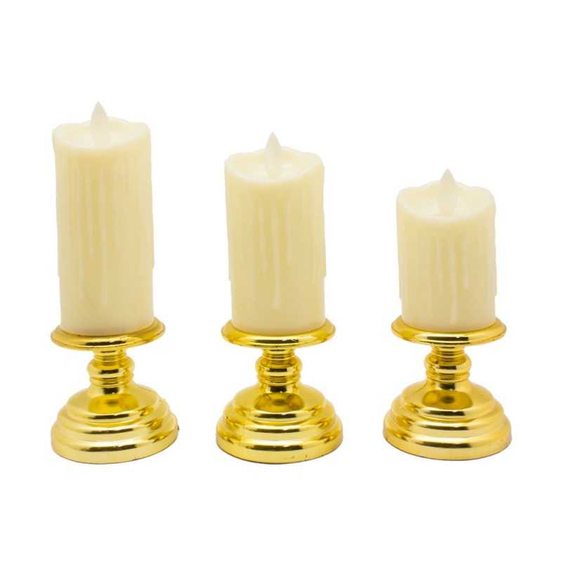 Lot De Trois Bougies Sans Flamme À LED Avec Piles