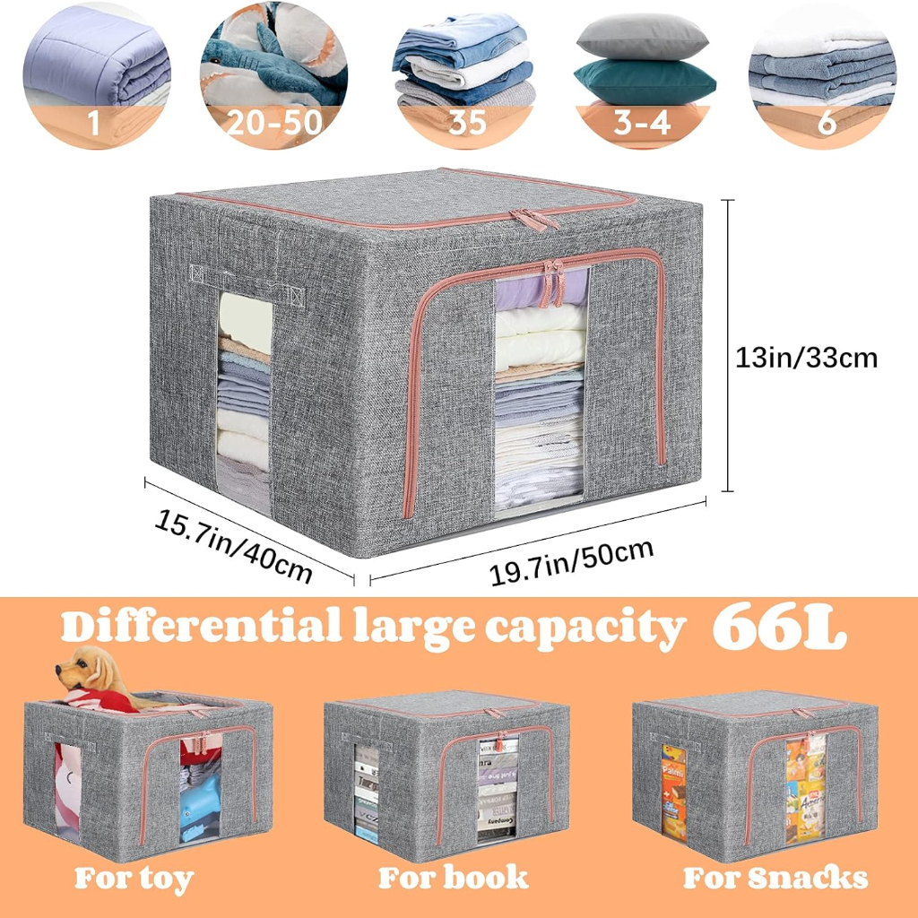 Pack De 3 Boites De Rangement 66L En Gris Modèle 1