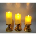 Lot De Trois Bougies Sans Flamme À LED Avec Piles