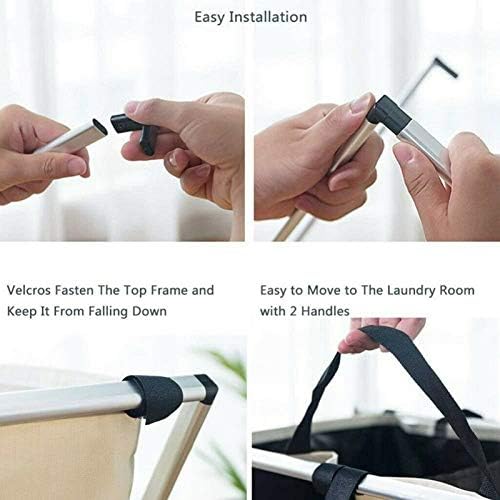 Grand Panier À Linge Pliable à 3 Compartiments 60 x 65 x 40 cm