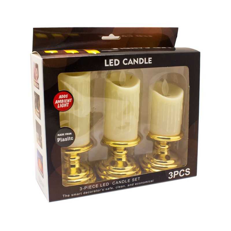Lot De Trois Bougies Sans Flamme À LED Avec Piles