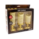 Lot De Trois Bougies Sans Flamme À LED Avec Piles