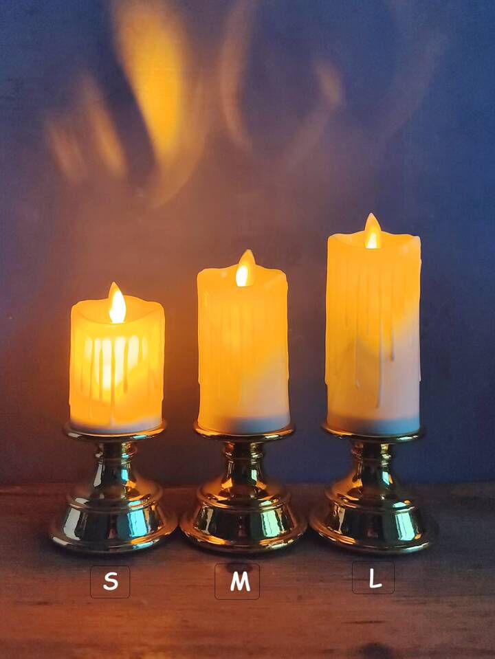 Lot De Trois Bougies Sans Flamme À LED Avec Piles