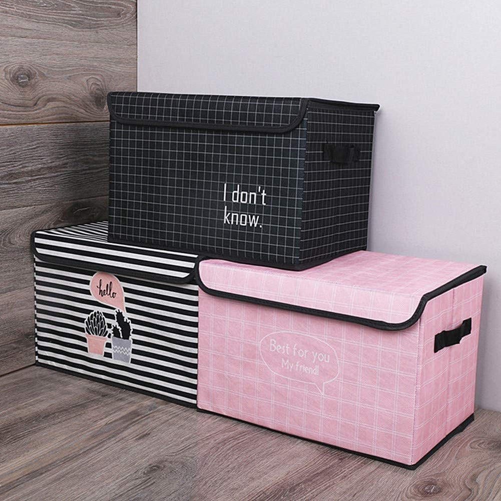 Pack de 3 Boîtes de Rangement Pliables – 38 × 25 × 25 cm – Noir, Rose & Blanc