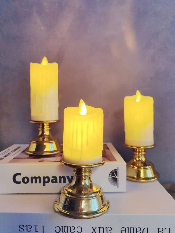 Lot De Trois Bougies Sans Flamme À LED Avec Piles