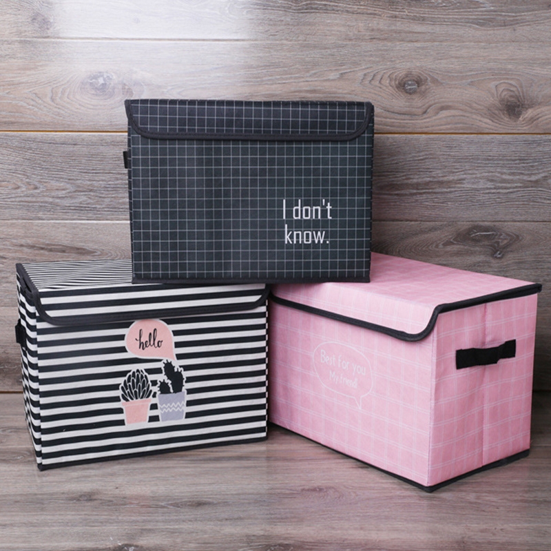 Pack de 3 Boîtes de Rangement Pliables – 38 × 25 × 25 cm – Noir, Rose & Blanc