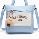Sac à Main Motif Capybara – Style Coréen Kawaii avec Porte-Clé Peluche Bleu