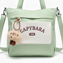 Sac à Main Motif Capybara – Style Coréen Kawaii avec Porte-Clé Peluche Vert