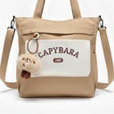 Sac à Main Motif Capybara – Style Coréen Kawaii avec Porte-Clé Peluche Marron