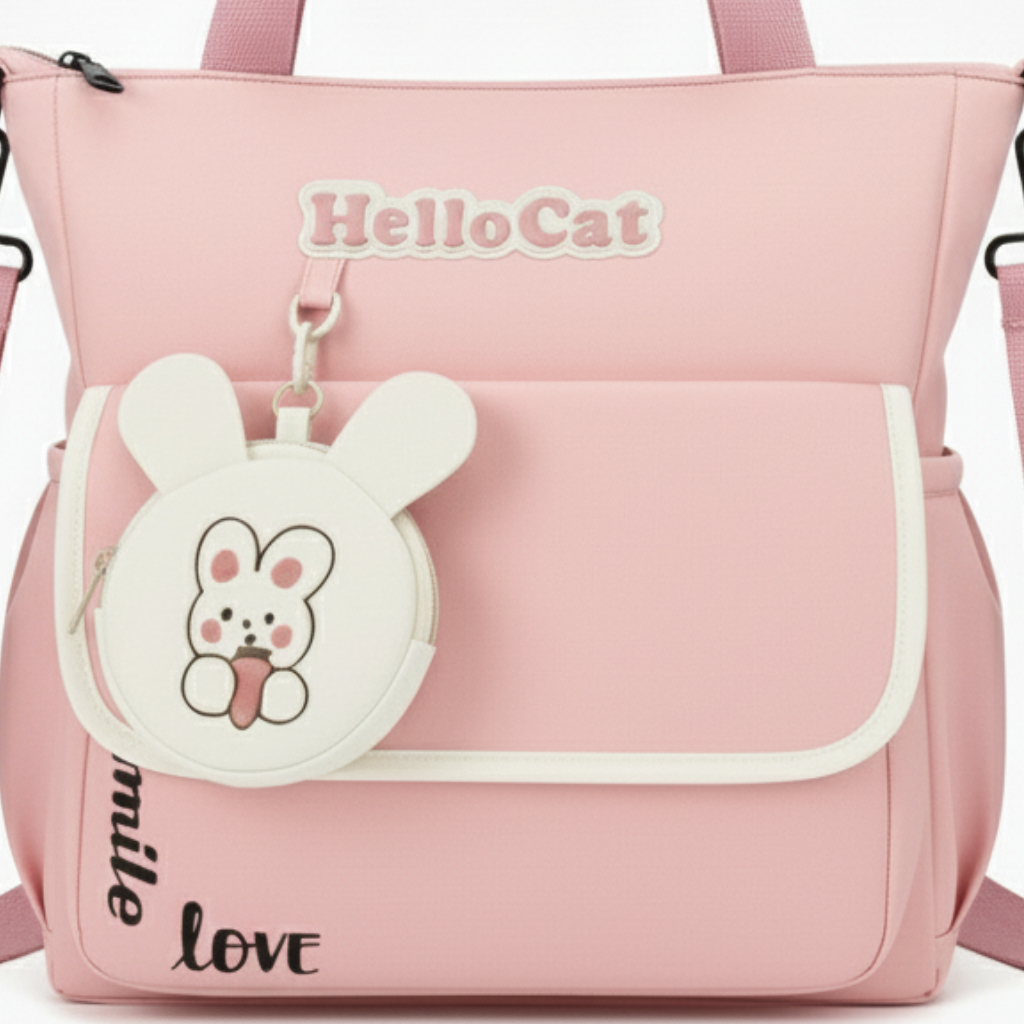 Sac à Main Avec Porte-Monnaie Motif Lapin – Style Coréen Rose 