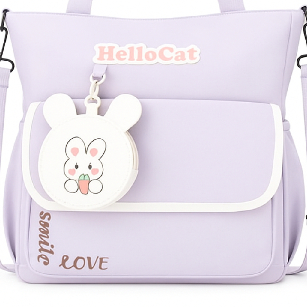 Sac à Main Avec Porte-Monnaie Motif Lapin – Style Coréen Violet