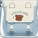 Sac à Main DREAMLANDI – Motif Ours Brodé Bleu