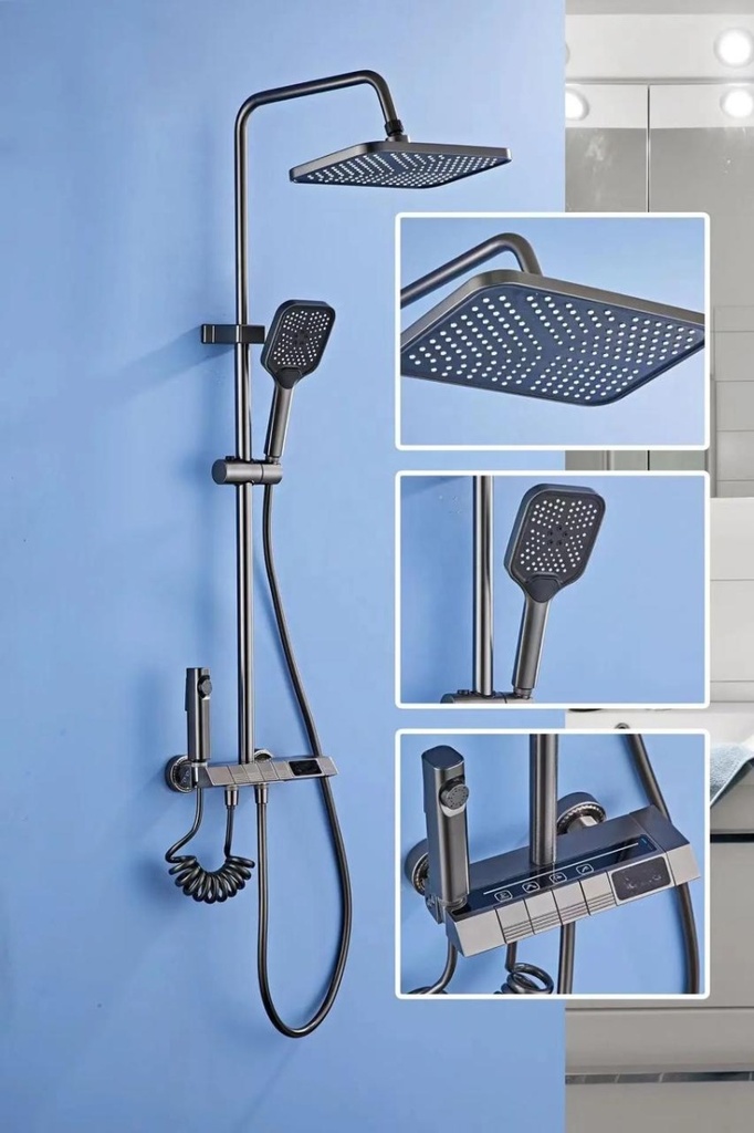 Ensemble de Douche Thermostatique  avec Affichage LED et Lumière