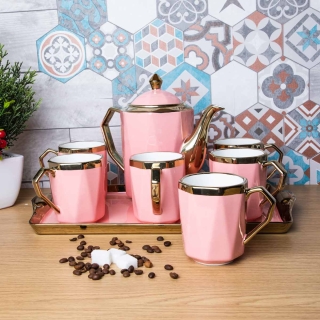 Sevice café au lait 8 pieces -Rose