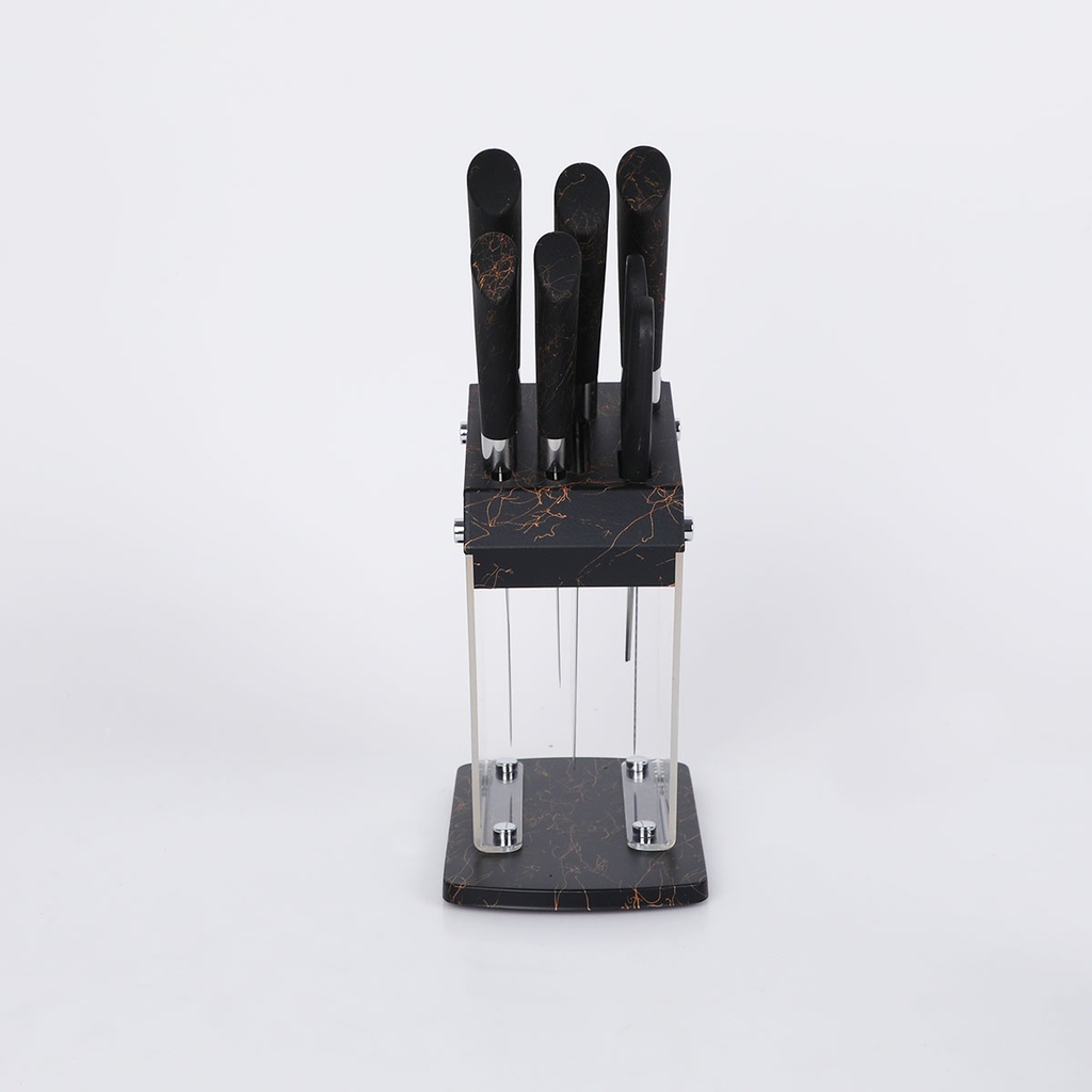 Ensemble des couteaux avec support transparent-Noir
