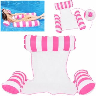 Hamac de Piscine et Plage Gonflable avec Filet – 115 x 105 x 15 cm - Rose
