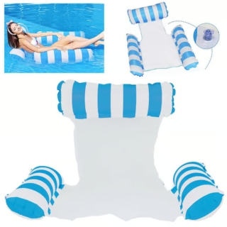 Hamac de Piscine et Plage Gonflable avec Filet – 115 x 105 x 15 cm - Bleu Ciel