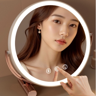 Miroir de Maquillage LED Rechargeable avec Tactile – Rotation 360° Réglable et Ajustable - Blanc