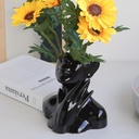 Vase et Organisateur Multifonction Design Visage Moderne Noir