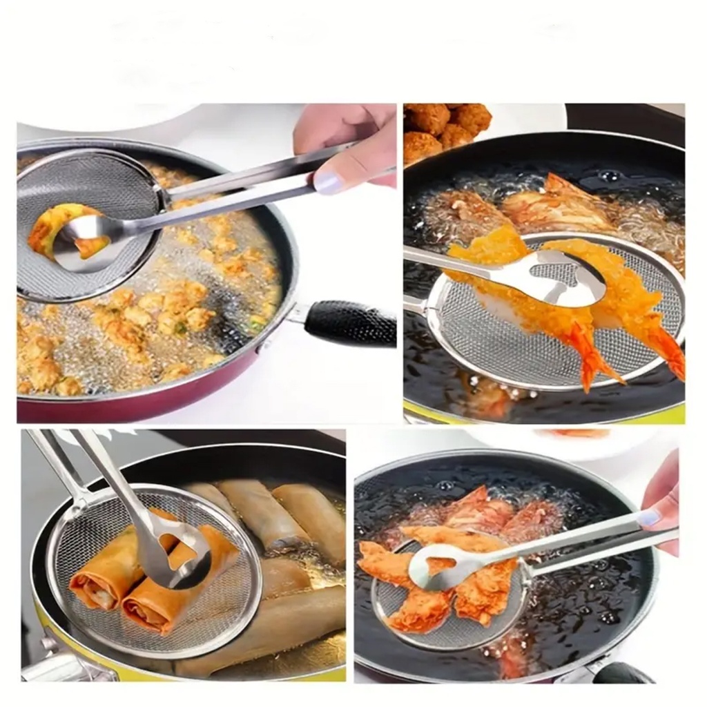 Pince à friture multifonctions en acier inoxydable