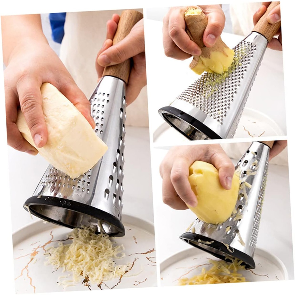 Râpe De Cuisine Forme Cylindrique En Acier Inoxydable avec Manche en Bois