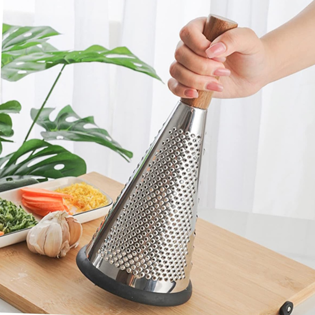 Râpe De Cuisine Forme Cylindrique En Acier Inoxydable avec Manche en Bois