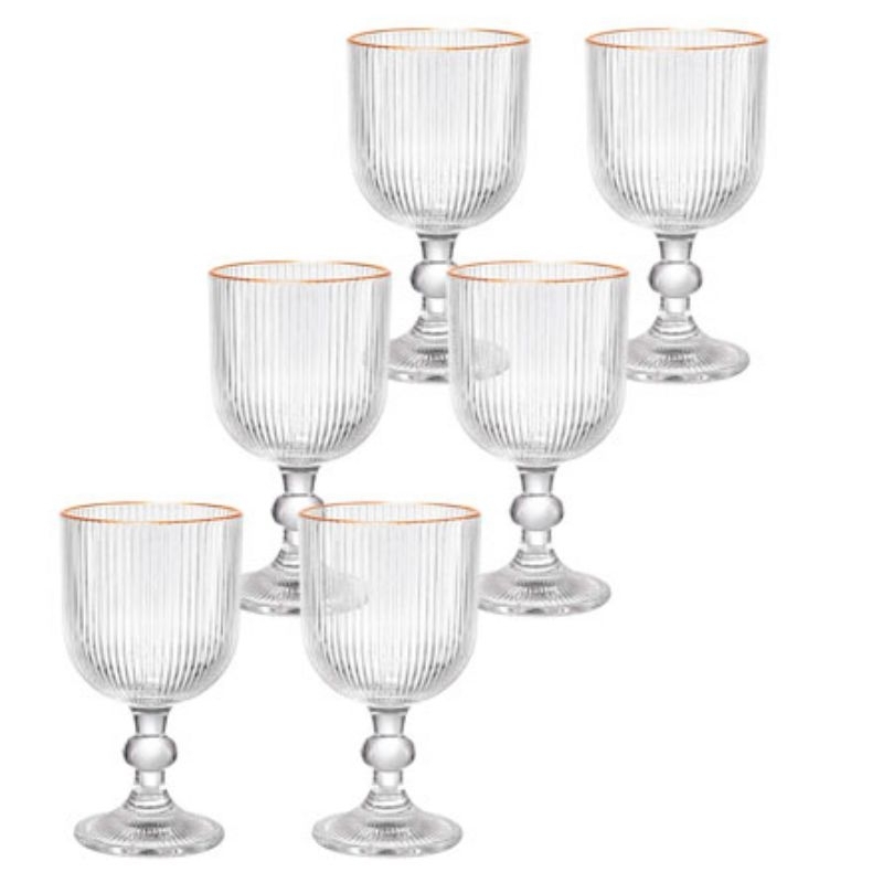 Coffret de 6 Gobelets à Pied Ondulé en Verre