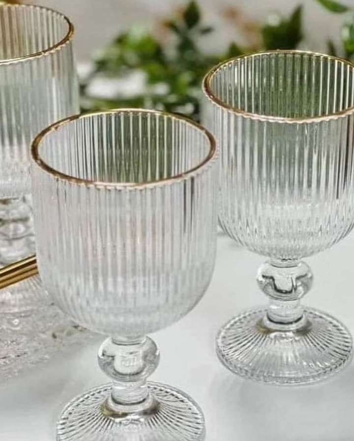 Coffret de 6 Gobelets à Pied Ondulé en Verre