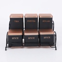 Set de 6 Pots à Épices  En Métal Avec Support 