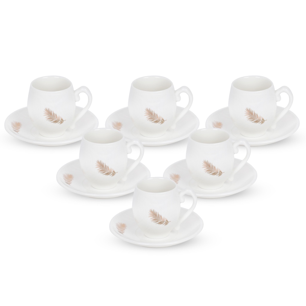 Service À Café En Céramique 12 Pièces Motif Plume
