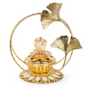 Encensoir À Charbon Métal Doré avec support Motif Perle avec Grand Feuille