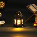 Mini Fanous Lumineux avec Lampe Guirlande Motif Ramadan Karim-Noir