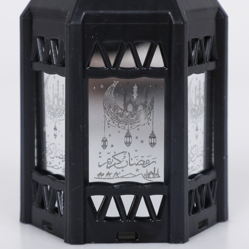 Mini Fanous Lumineux avec Lampe Guirlande Motif Ramadan Karim-Noir