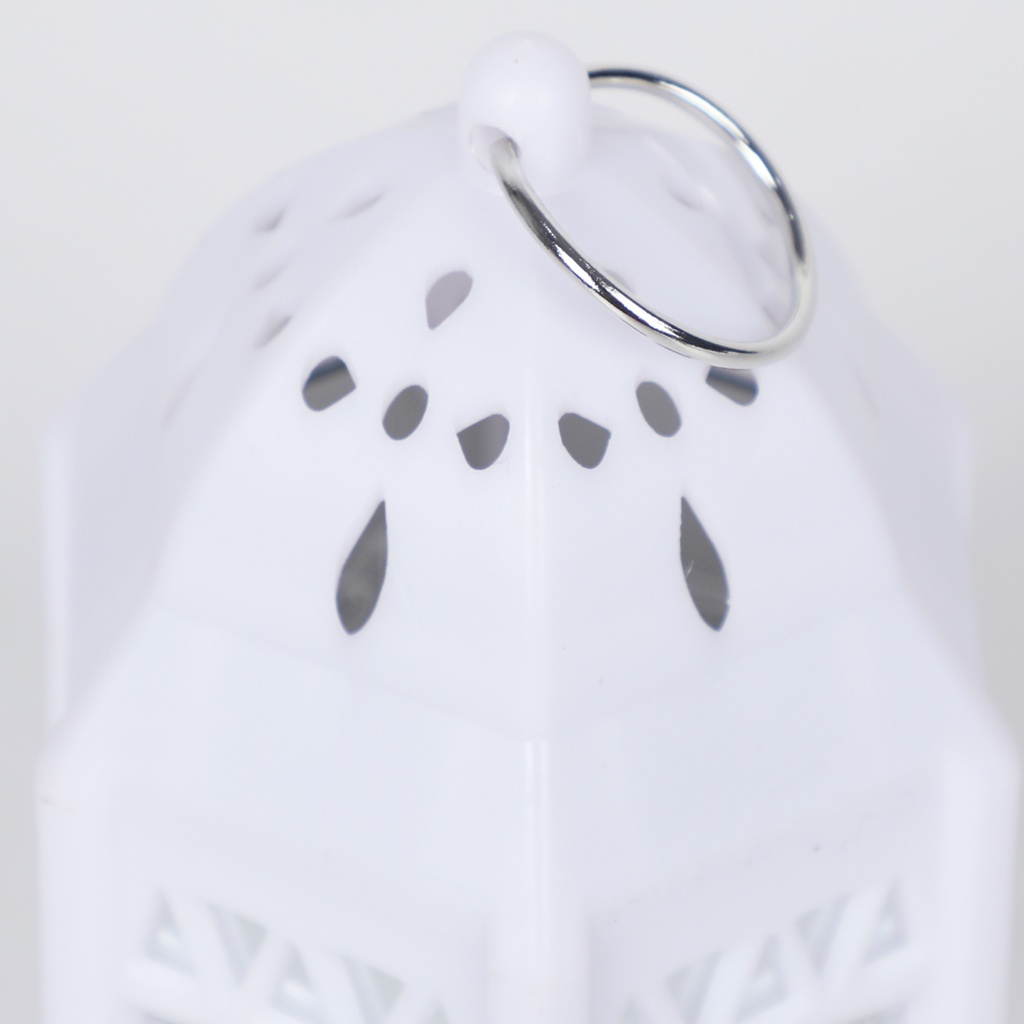 Mini Fanous Lumineux avec Lampe Guirlande Motif Ramadan Karim-Blanc