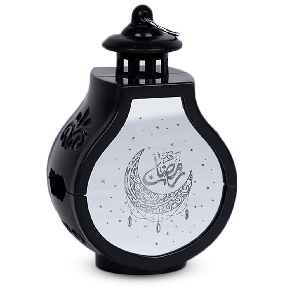 Mini Fanous Lumineux avec Lampe Guirlande Motif Ramadan Karim-Noir