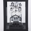 Fanous Lumineux avec Lampe Guirlande Motif Ramadan Karim-Noir