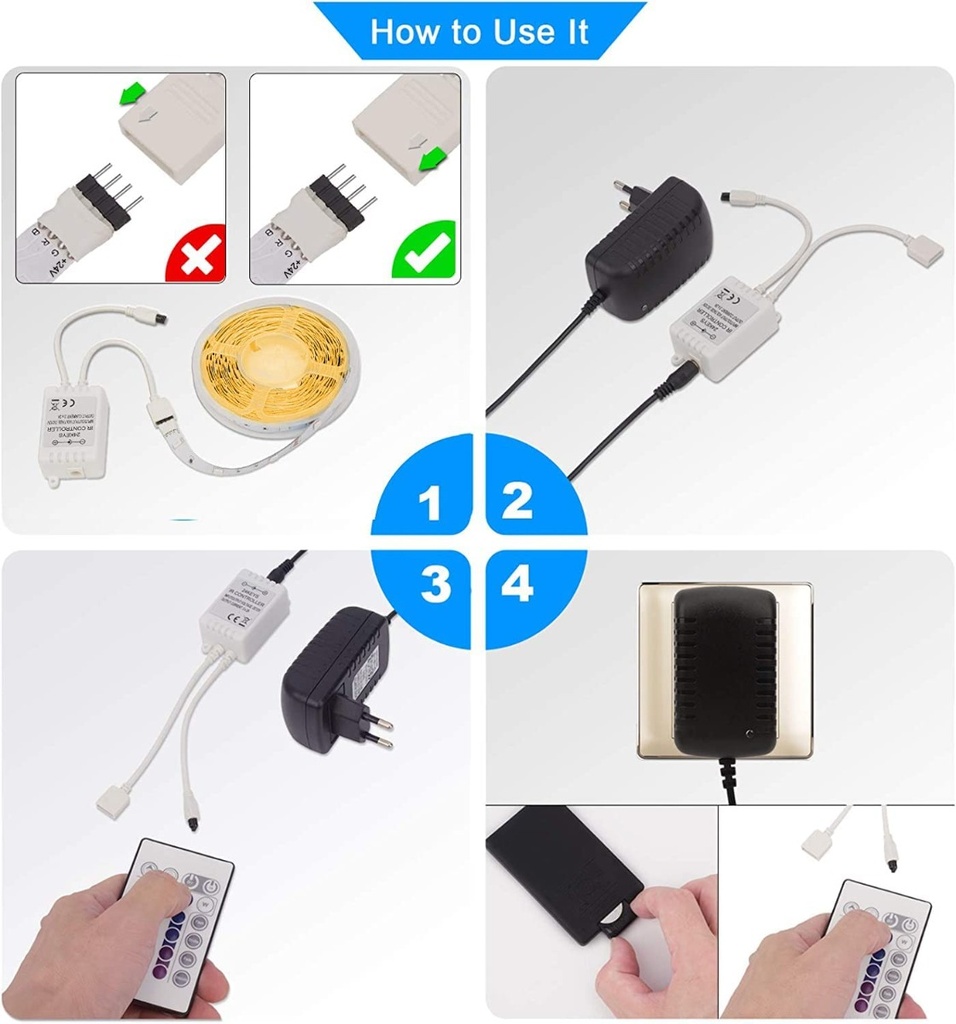 Bande lumineuse Led NON Extensible multi couleurs 270 led 5 mètres avec Télécommande