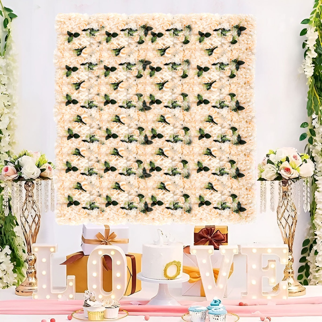 Mur de fleurs artificielles 60 X 40 cm modèle 1-Saumon