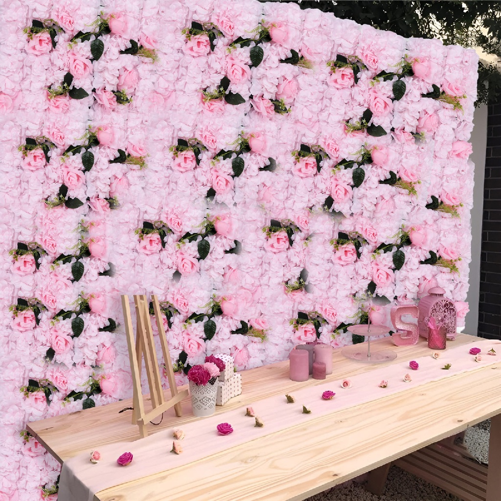Mur de fleurs artificielles 60 X 40 cm modèle 1-Rose
