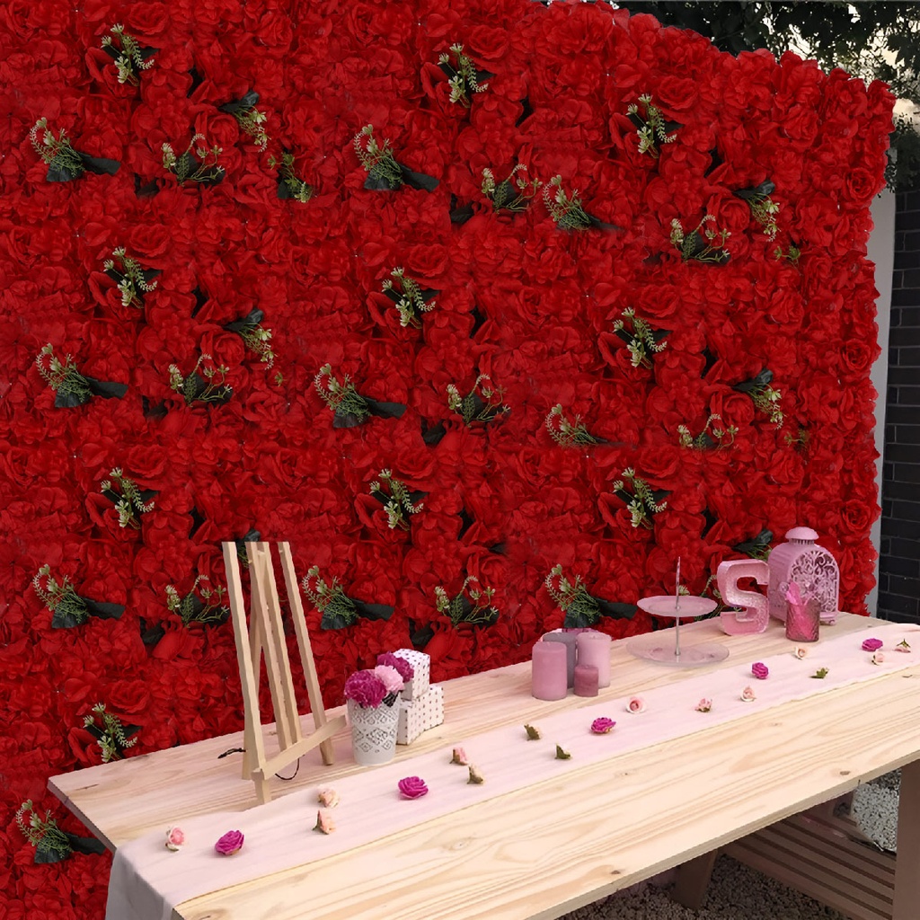 Mur de fleurs artificielles 60 X 40 cm modèle 1-Rouge