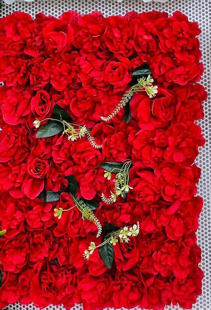Mur de fleurs artificielles 60 X 40 cm modèle 1-Rouge
