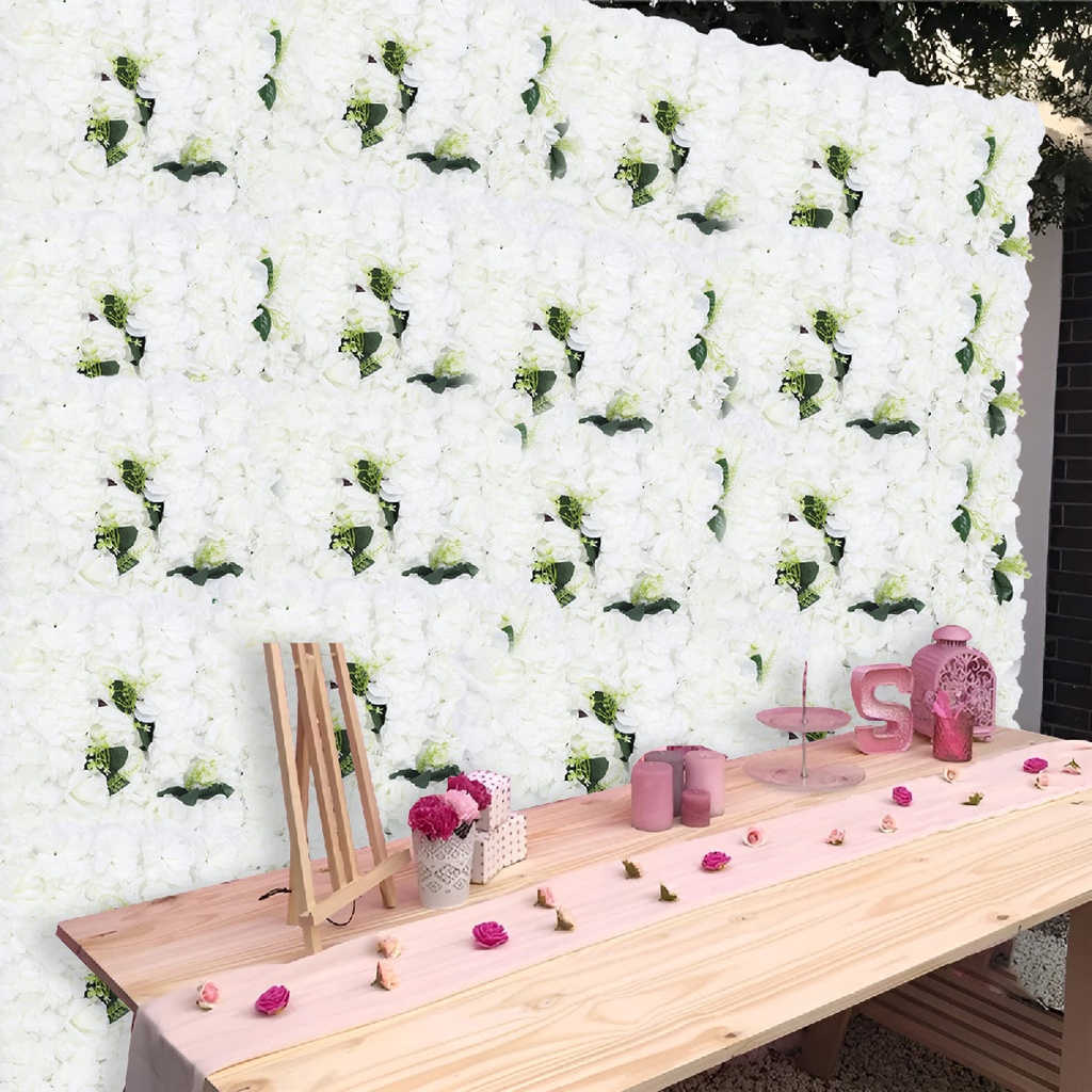 Mur de fleurs artificielles 60 X 40 cm modèle 1-Blanc