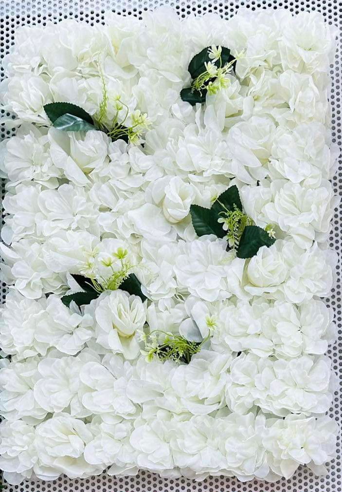 Mur de fleurs artificielles 60 X 40 cm modèle 1-Blanc