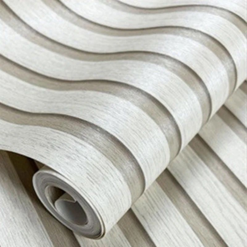 Papier peint Motif tube bois Beige 0,53 X 9,5m