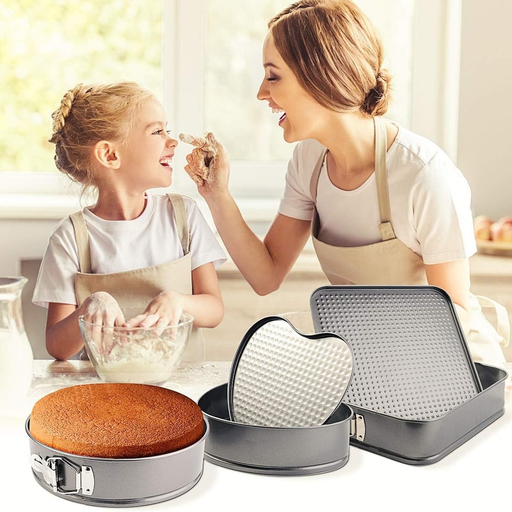 Pack de 3 Moules À Gâteaux et 6 tamis à farine En Acier Inoxydable