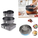 Pack de 3 Moules À Gâteaux et 6 tamis à farine En Acier Inoxydable